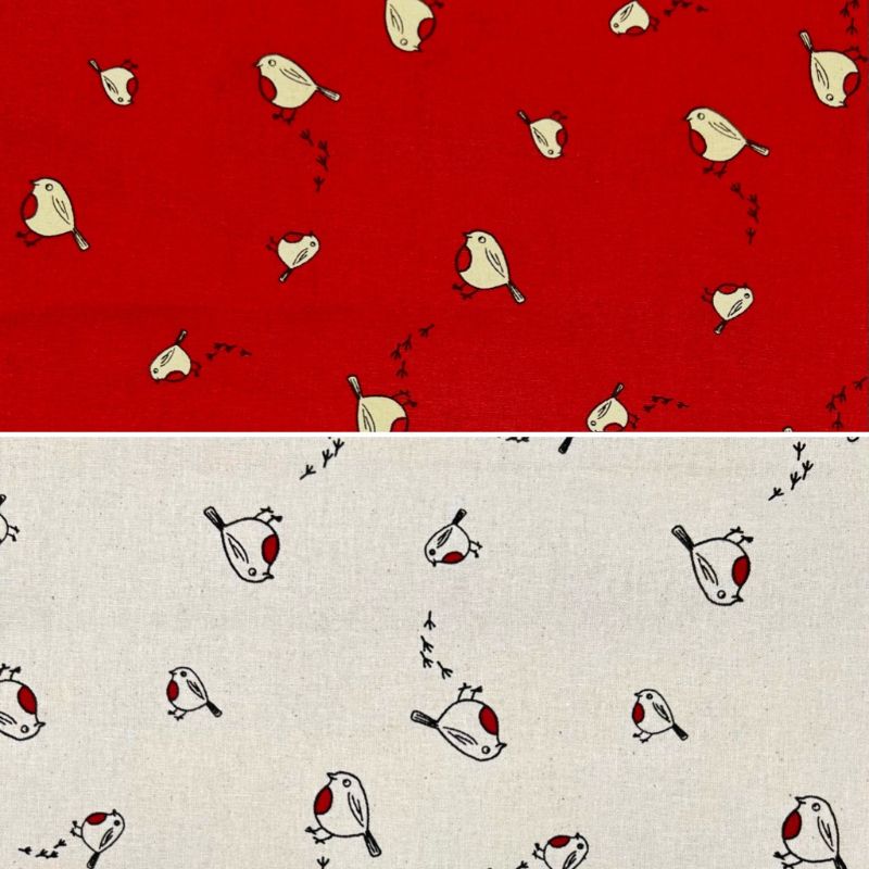 Little Robin Christmas Cotton Fabric