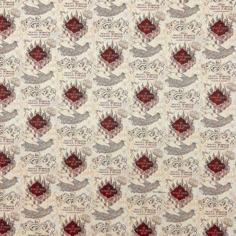 Marauders Map Harry Potter Cotton Poplin Fabric