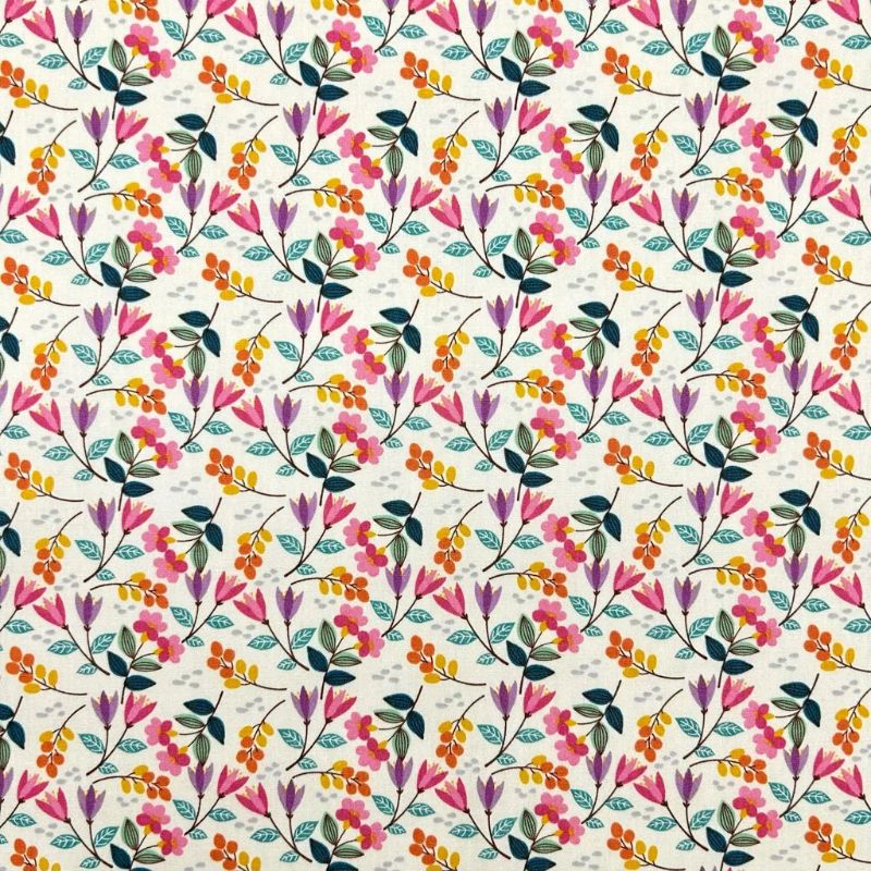 Meadow Blooms Rose & Hubble Cotton Poplin Fabric