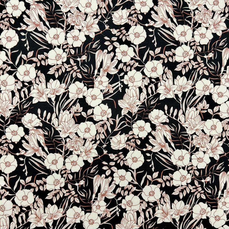 Midnight Botanicals Rose & Hubble Cotton Poplin Fabric