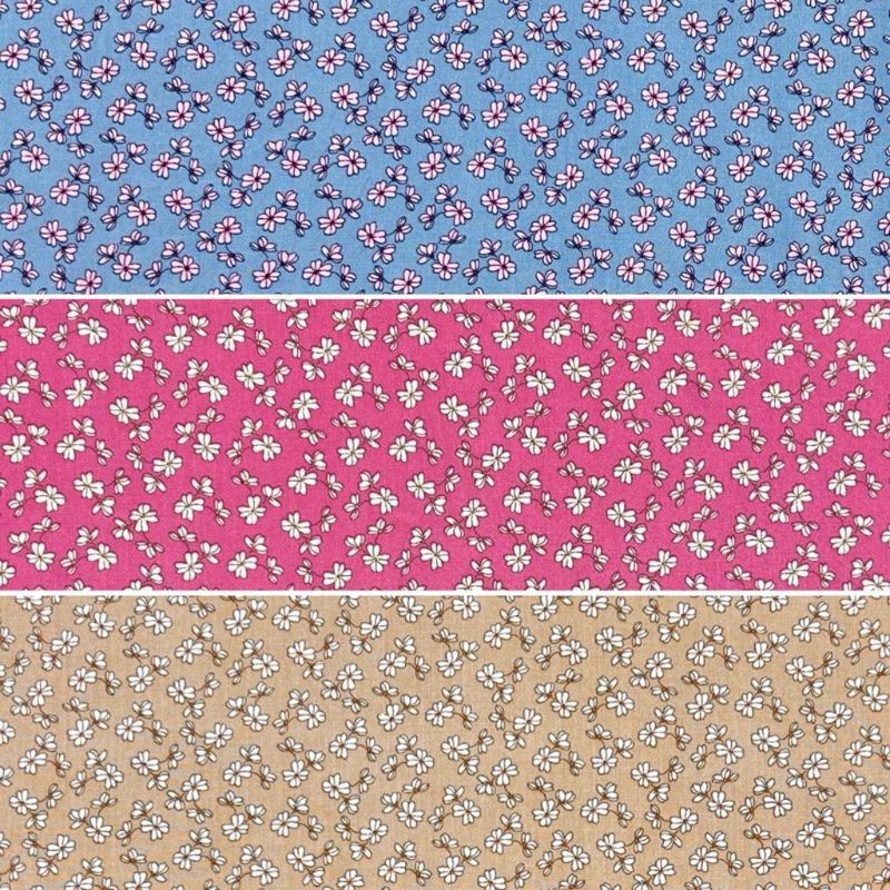 Mini Drawn Flowers Viscose Poplin Fabric