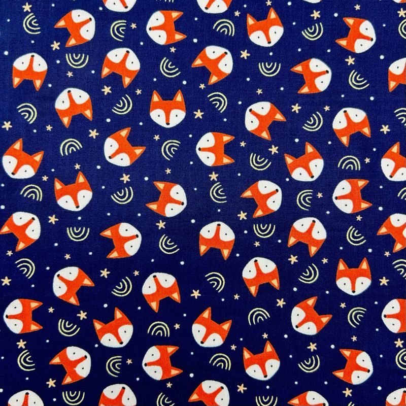 Moonlit Foxes Rose & Hubble Cotton Poplin Fabric