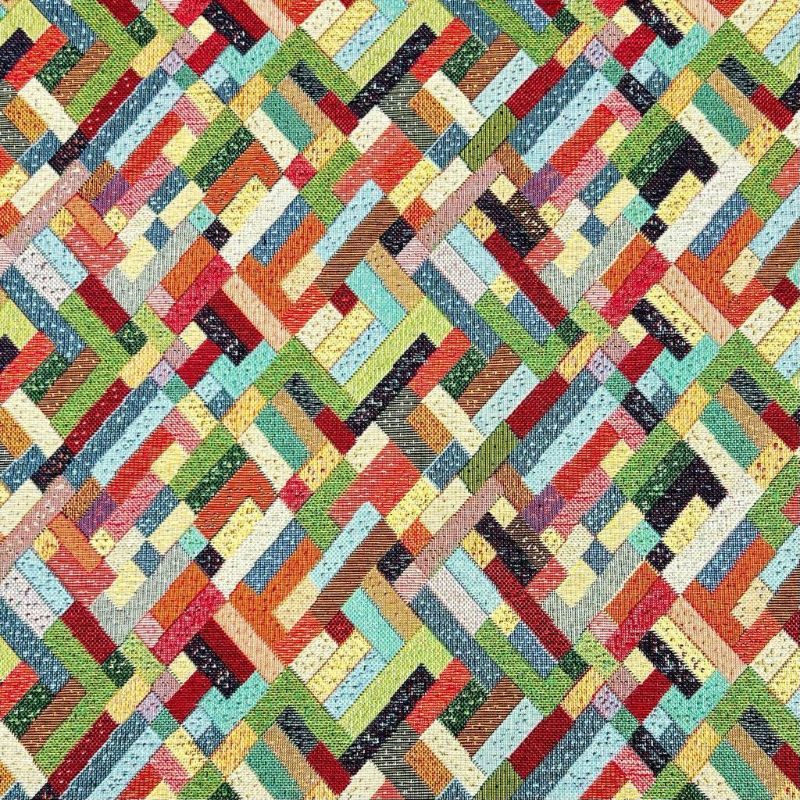 Multicoloured Blocks Tapestry Fabric