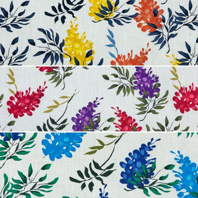 Multicoloured Botanicals Cotton Linen Fabric