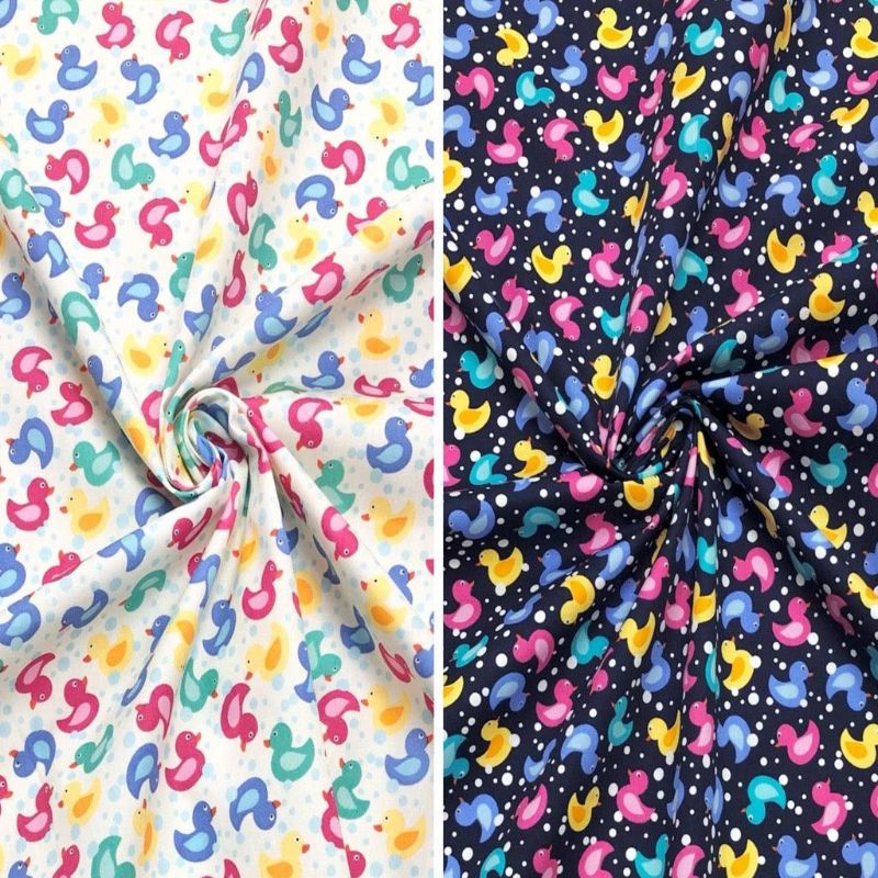 Multicoloured Ducks Rose & Hubble Cotton Poplin Fabric