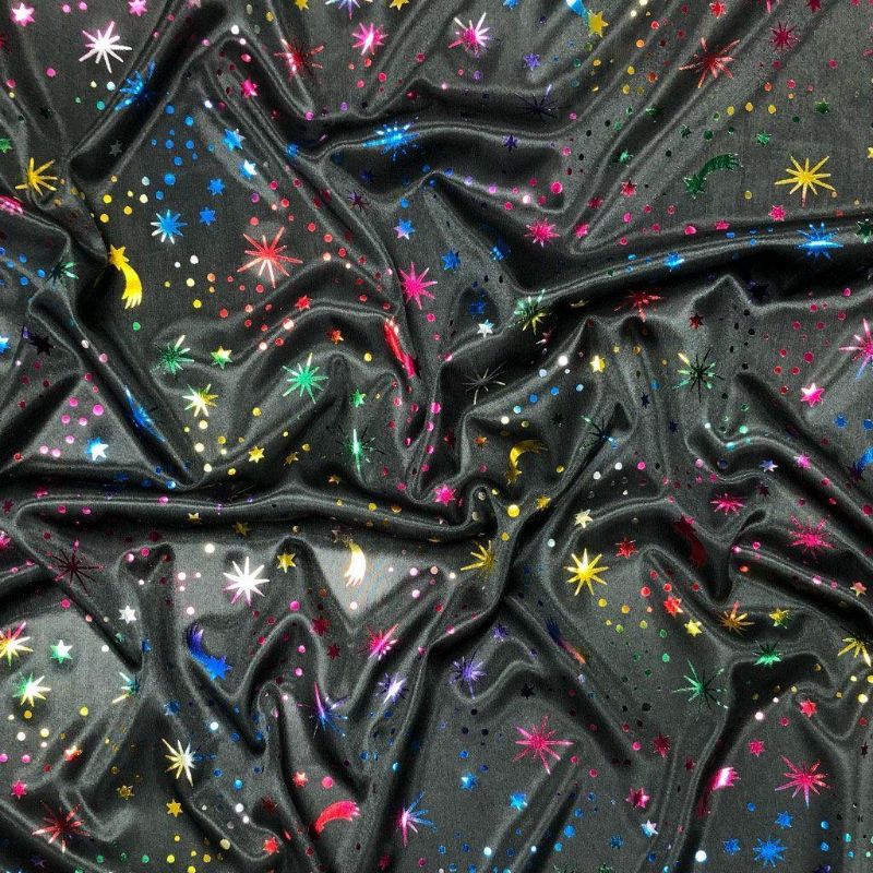 Multicoloured Shooting Stars Foil Fabric