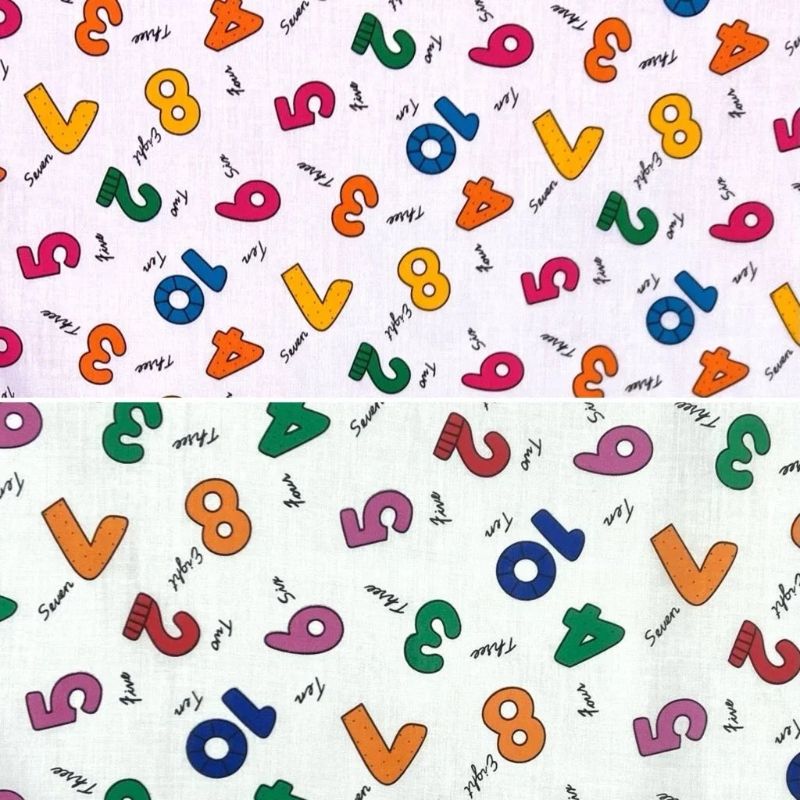 Number Blocks Polycotton Fabric