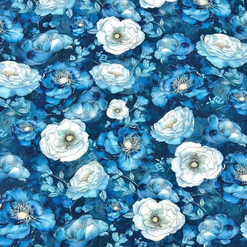 Ocean Bloom Viscose Fabric