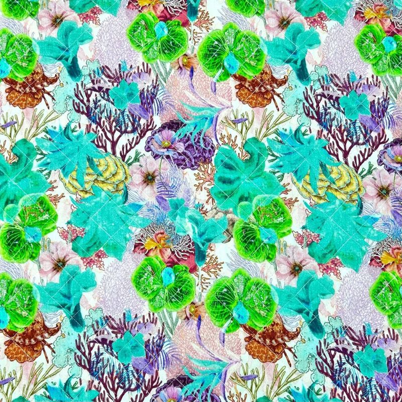 Ocean Botanicals Quilted Cotton Blend Fabric