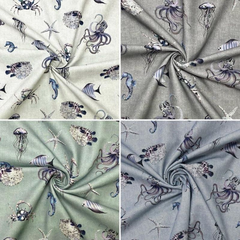 Ocean Life Digital Print Cotton Canvas Fabric