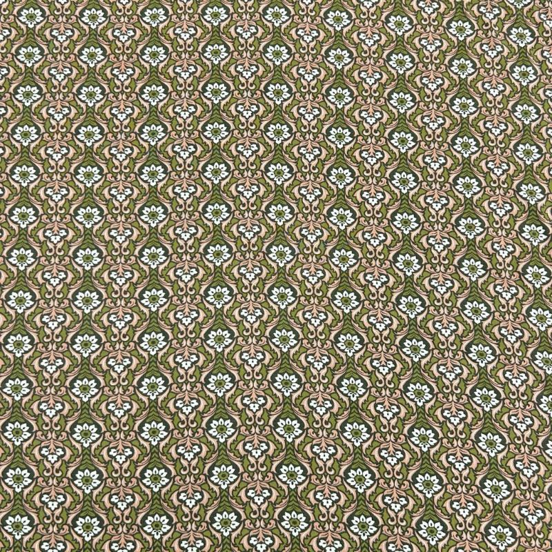 Olive and Blush Florals Viscose Fabric
