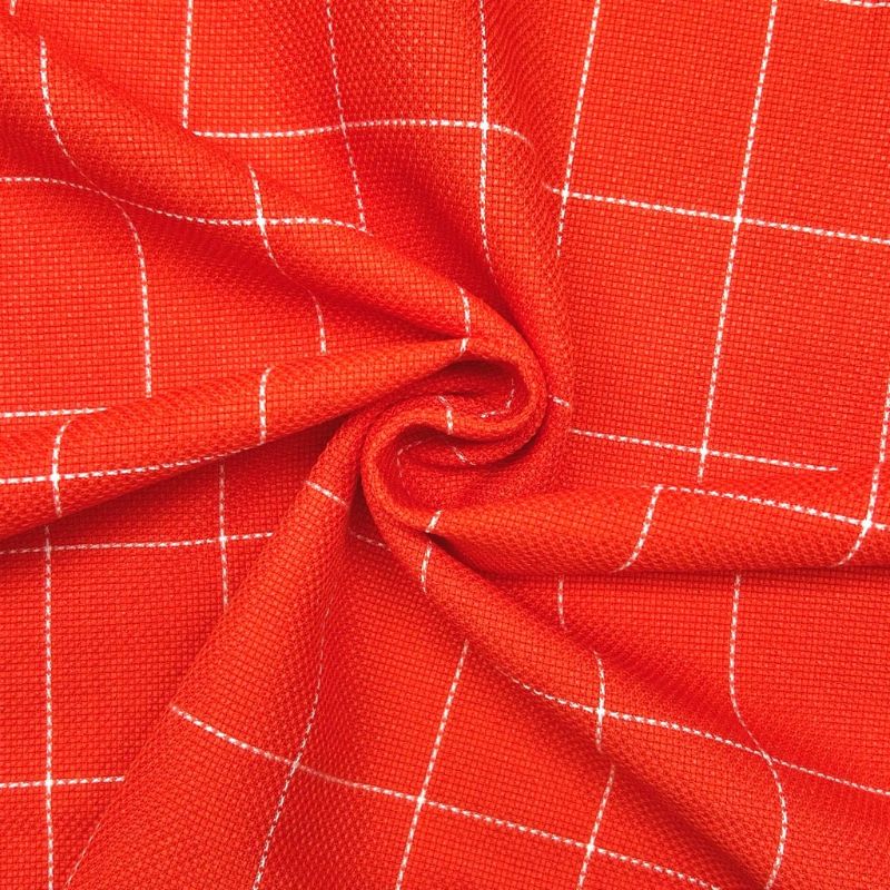 Orange Grid Suiting Fabric