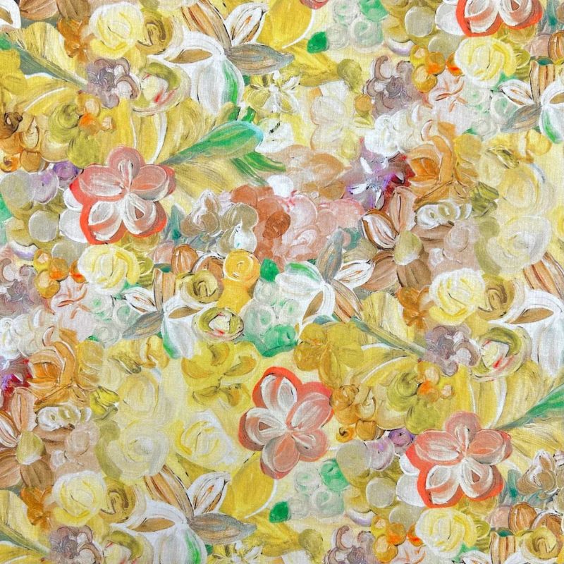 Painted Botanical Cotton Lawn Fabric