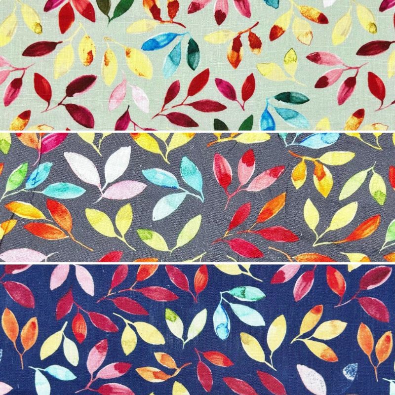 Painted Leaves Linen Viscose Fabric