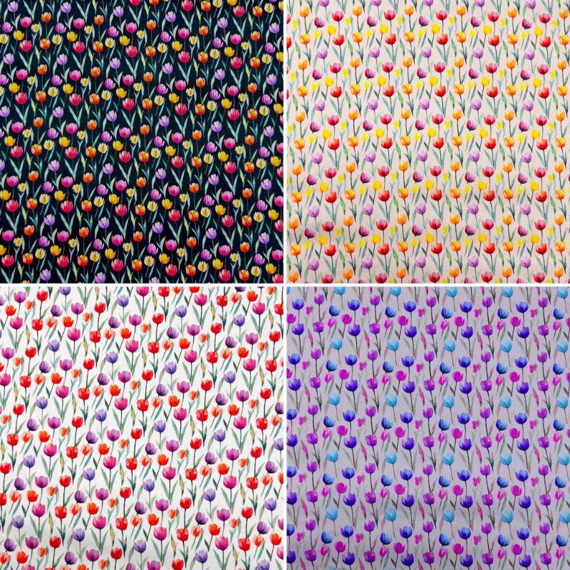 Painted Tulips Cotton Sateen Fabric