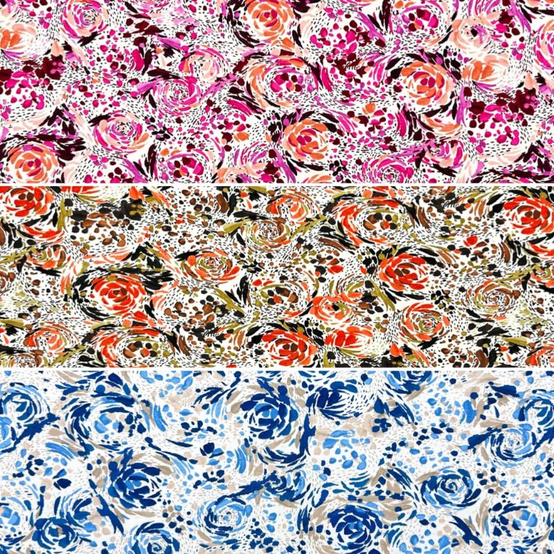 Painterly Blooms Viscose Jersey Fabric