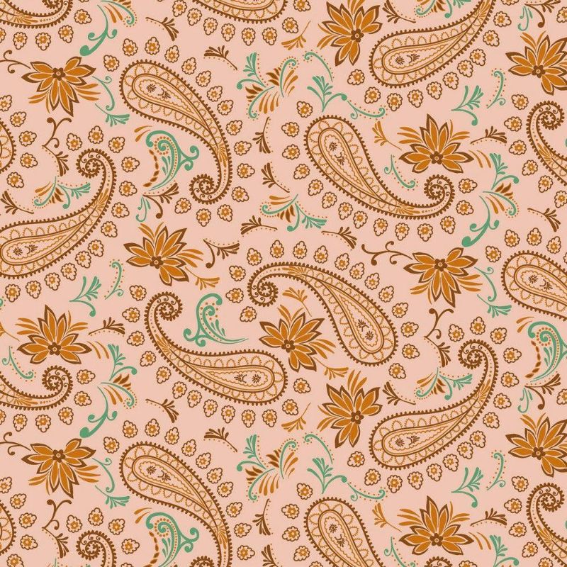 Paisley and Floral on Pink Sweatshirt Fabric