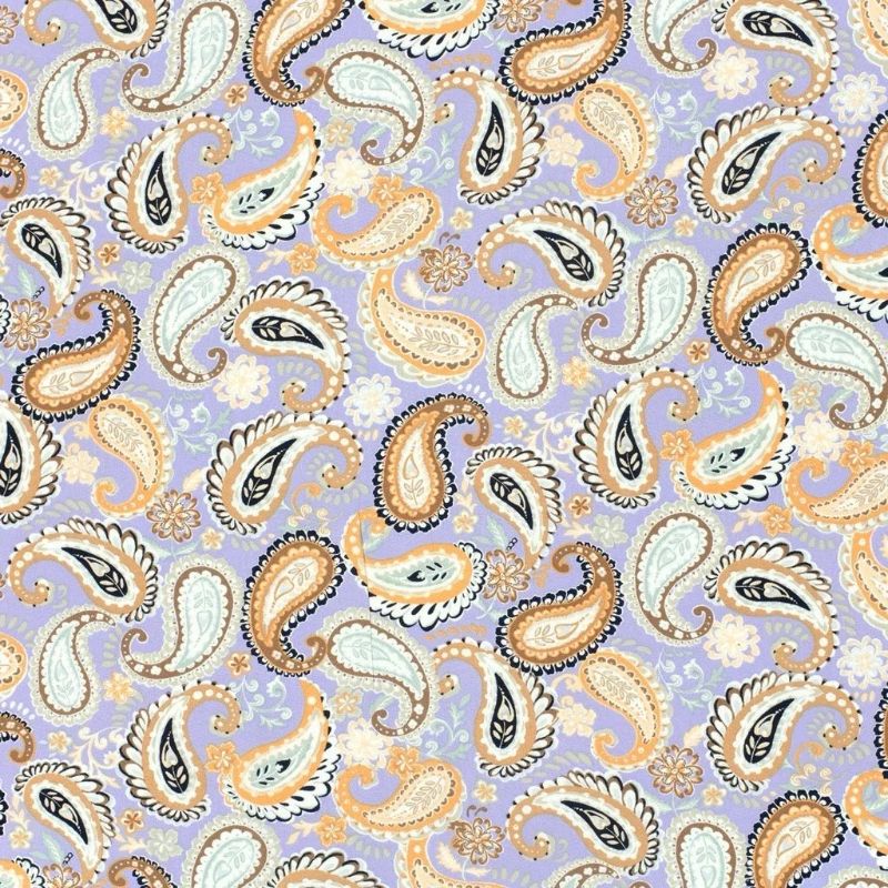 Paisley on Lilac Bamboo Poplin Fabric