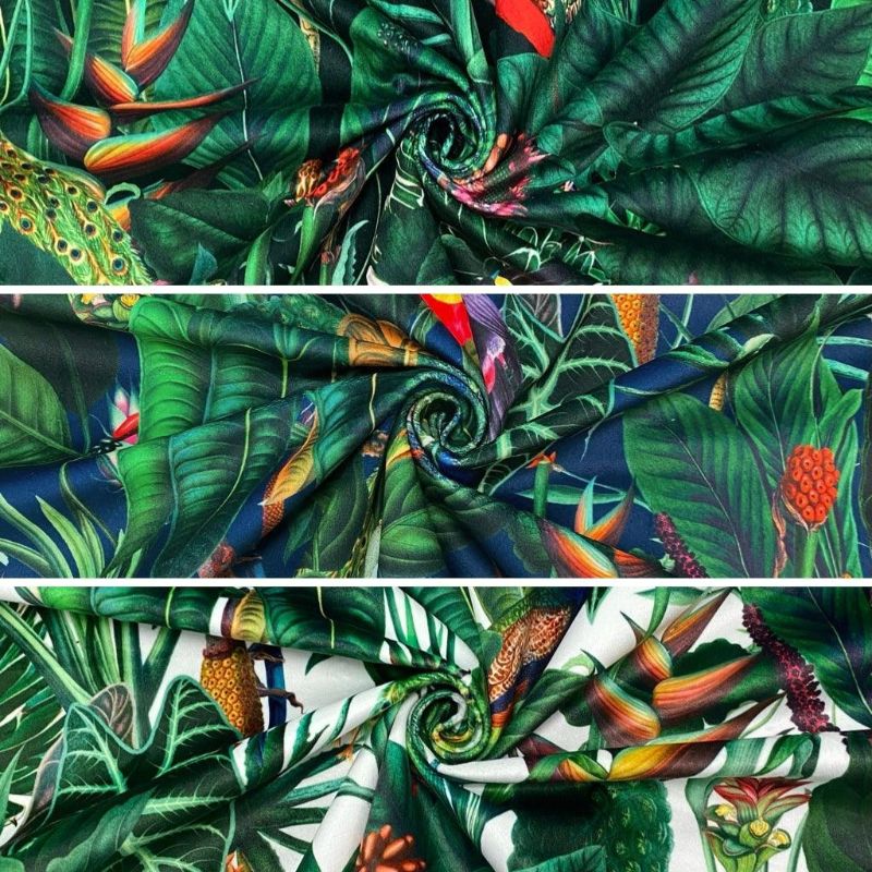 Parrots and Toucans Digital Velvet Fabric