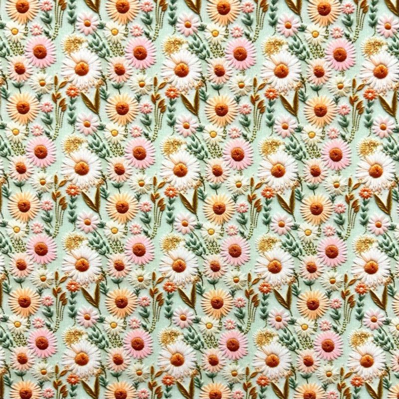 Pastel Daisy Polycotton Fabric