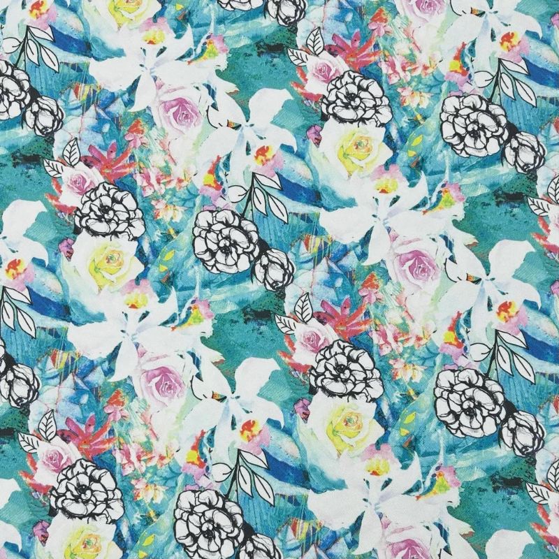 Petal Expressions Stretch Denim Fabric