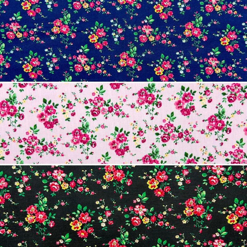Petite Garden Rose & Hubble Cotton Poplin Fabric