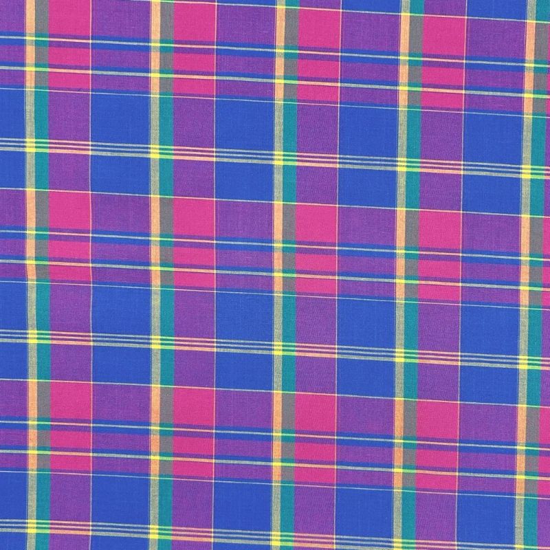 Pink Burst Madras Check Cotton Fabric