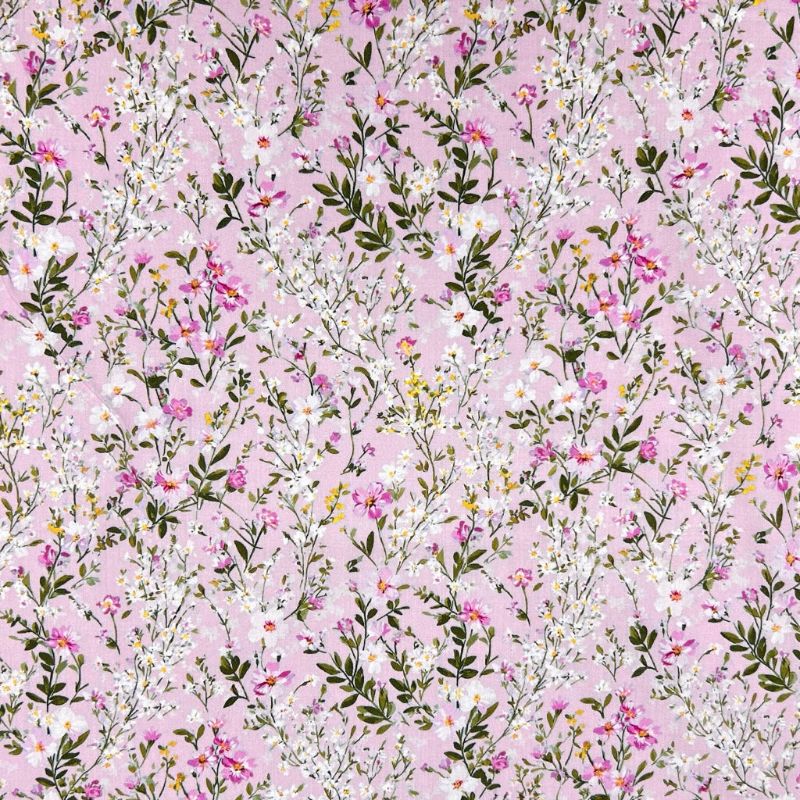 Pink Wildflower Cotton Lawn Fabric