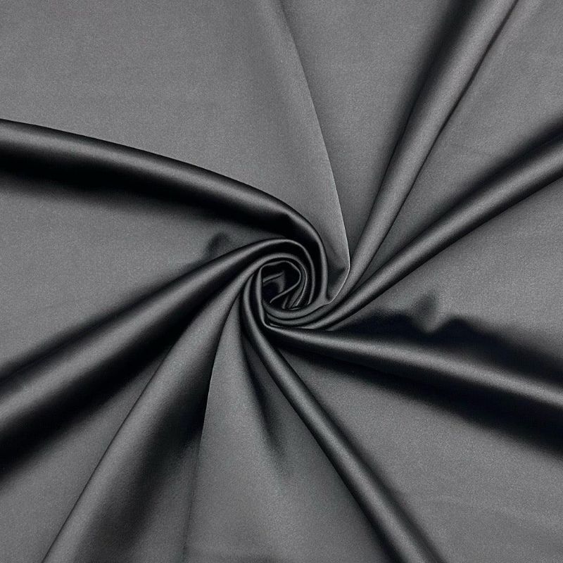 Plain Black Stretch Satin Fabric