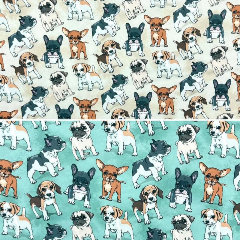 Playful Dogs Sweatshirt Fabric