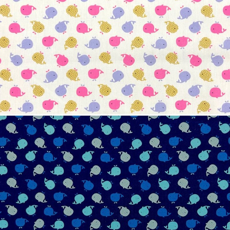 Playful Whales Cotton Poplin Fabric