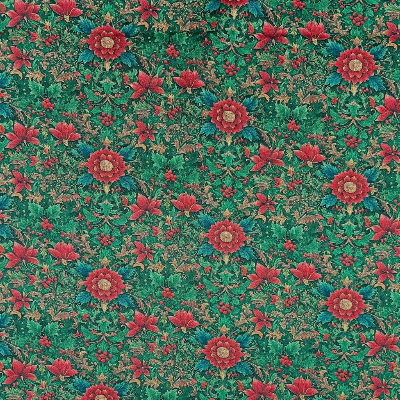 Poinsettia Garden Christmas Cotton Fabric