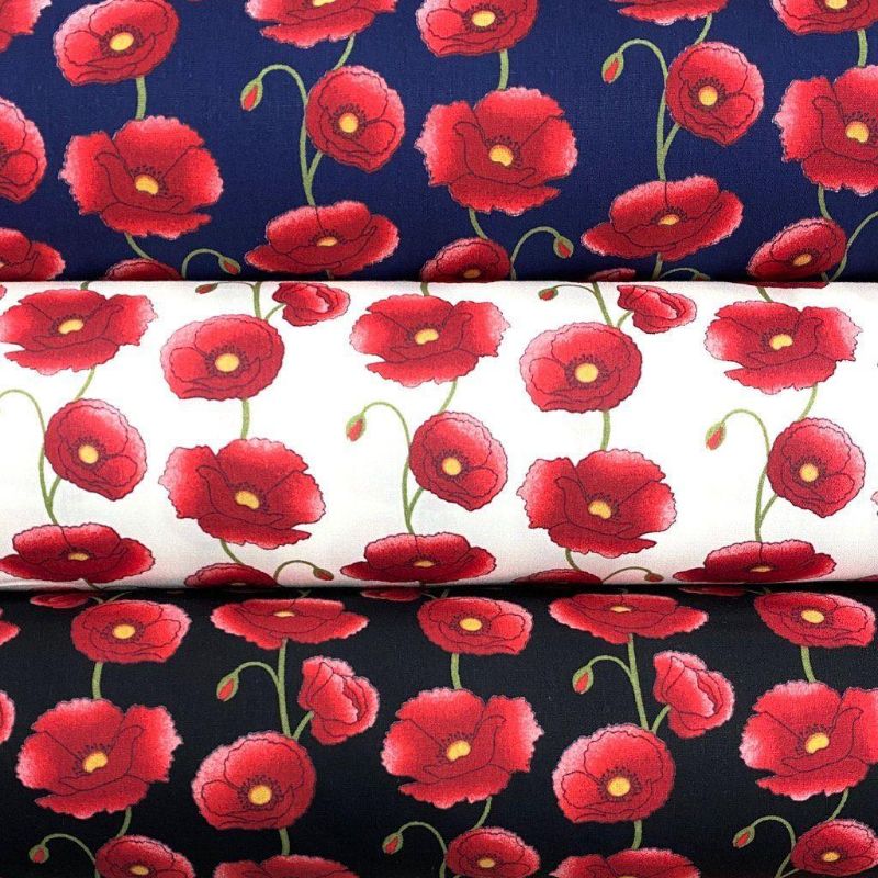 Poppies Rose & Hubble Cotton Poplin Fabric