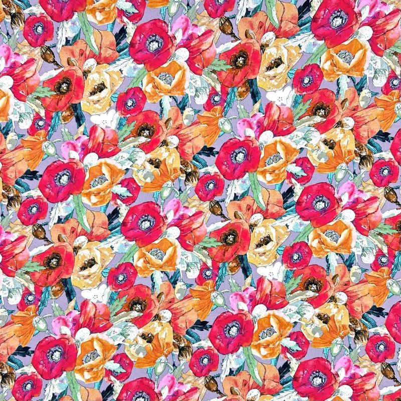 Poppy Sunset Viscose Poplin Fabric