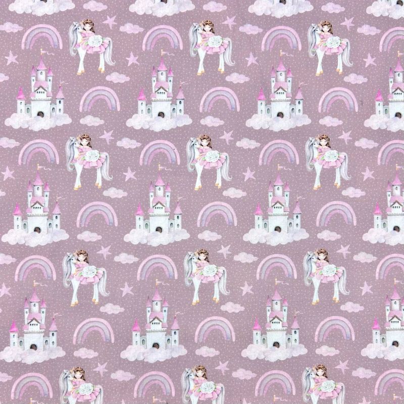 Rainbow Castle Polycotton Fabric