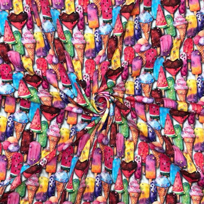 Rainbow Ice-Cream Digital French Terry Fabric