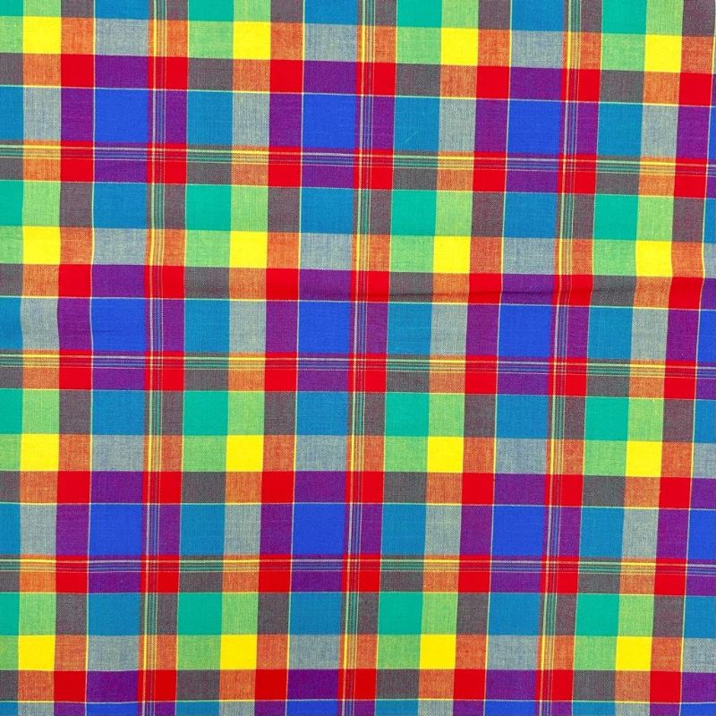 Rainbow Tone Madras Check Cotton Fabric