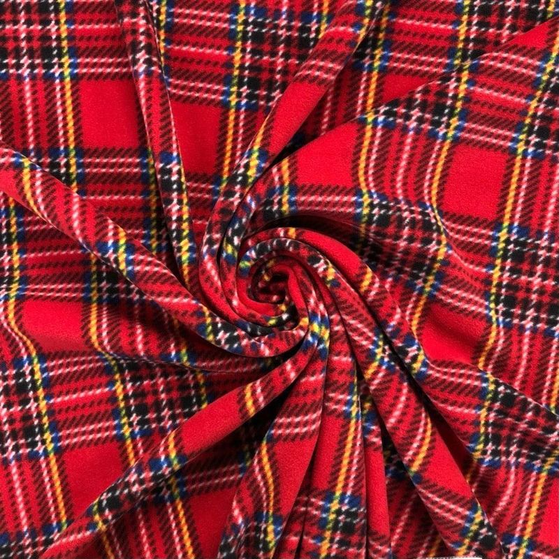 Red Checkered Anti Pill Polar Fleece Fabric
