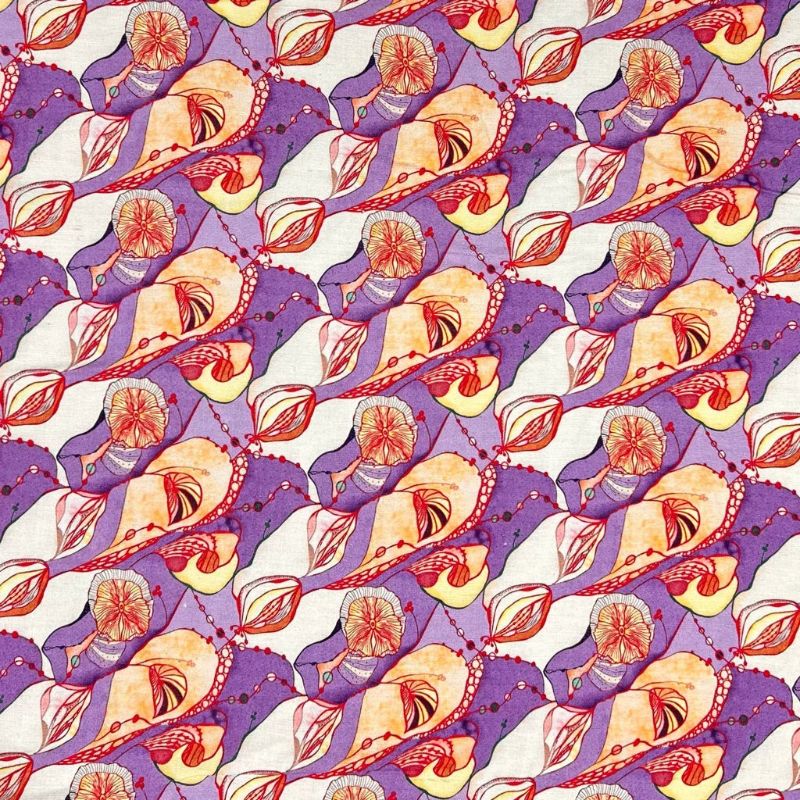 Retro Petal Bamboo Linen Blend Fabric