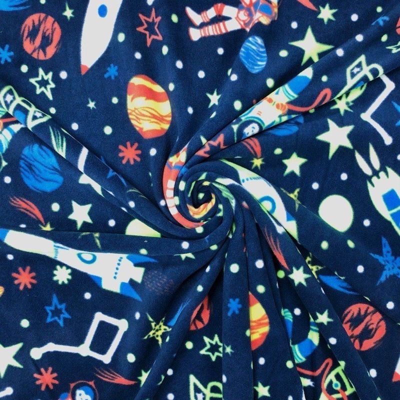 Rockets in Outer Space Anti Pill Polar Fleece Fabric
