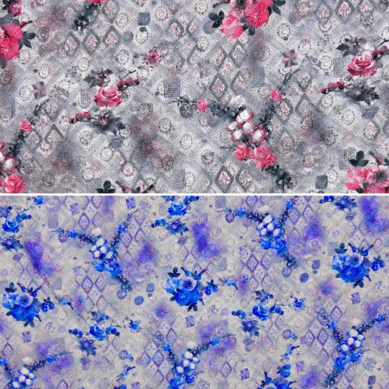 Rose Garden Digital Embroidered Polycotton Fabric