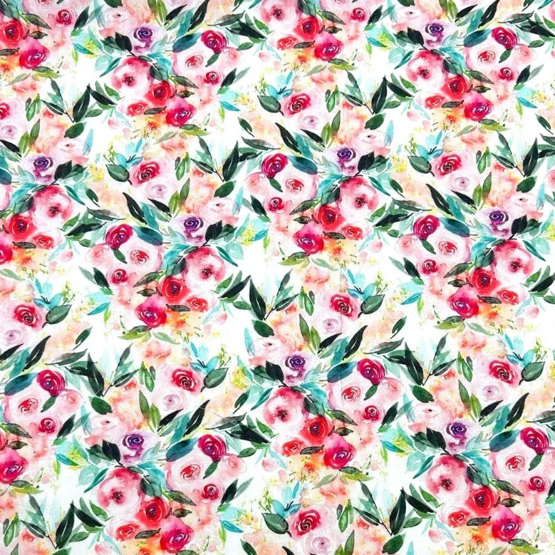 Rose Garden Viscose Challis Fabric