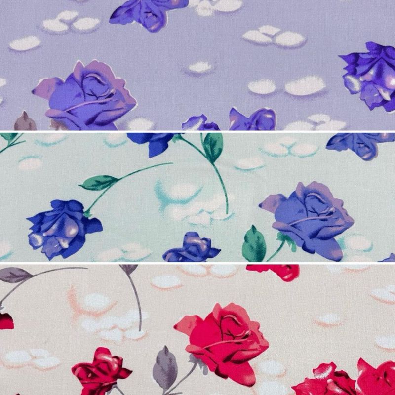 Roses and Spots Viscose Challis Fabric