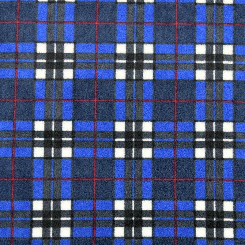 Royal Blue Checkered Anti Pill Polar Fleece Fabric