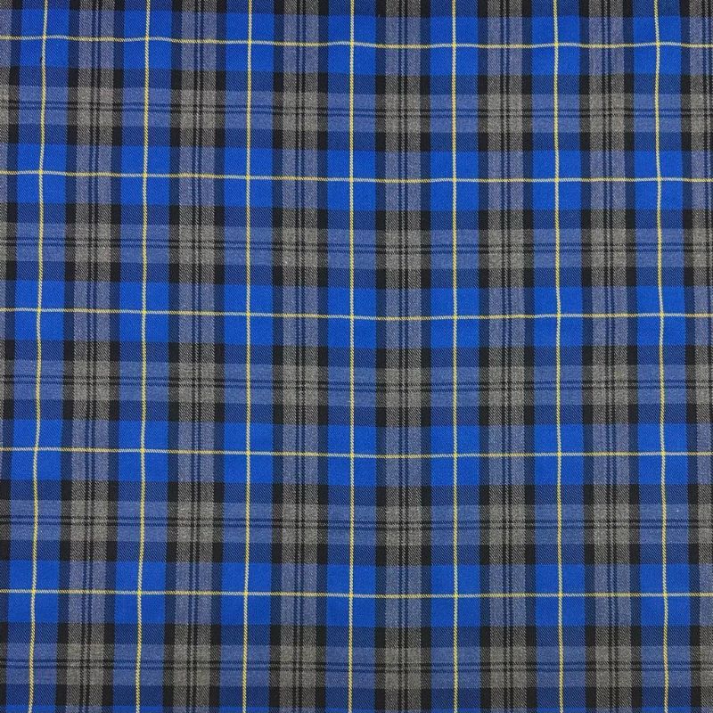 Royal Blue Checkered PolyViscose Tartan Fabric