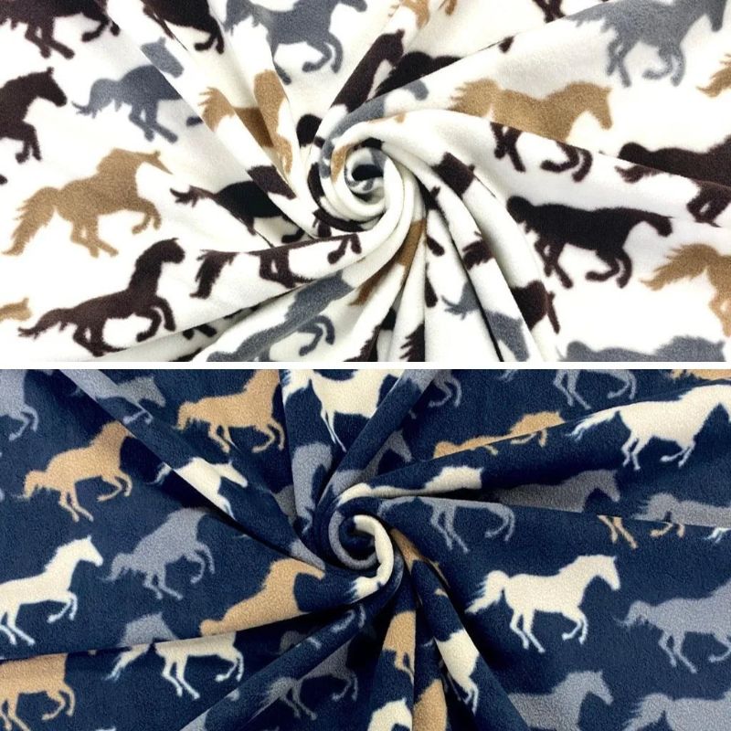 Running Horses Anti Pill Polar Fleece Fabric
