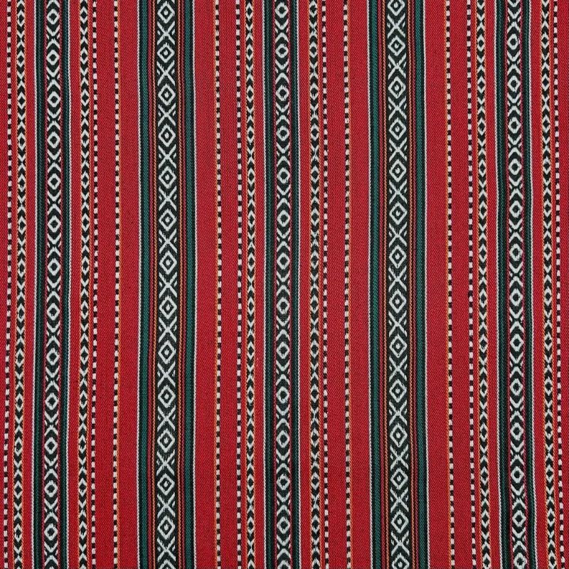 Rustic Red Tribal Print Recycled Jacquard Fabric