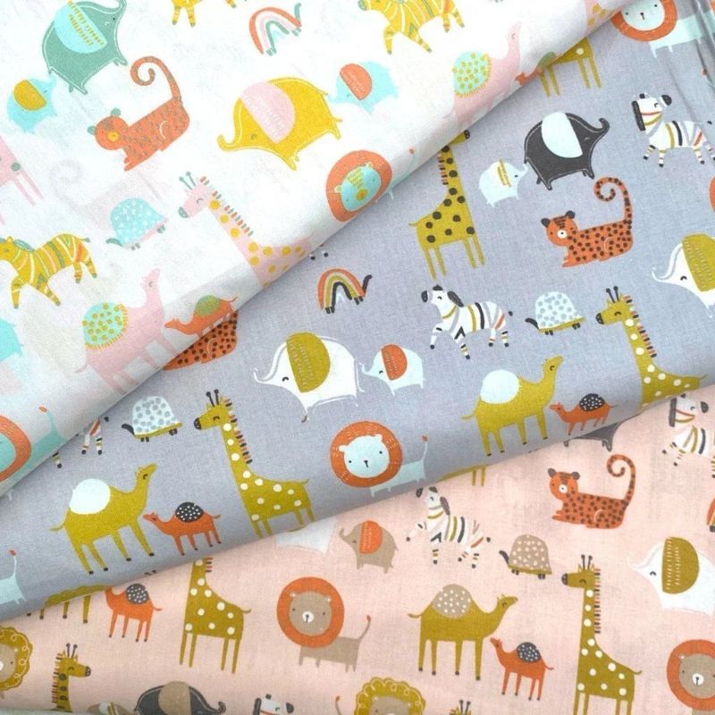 Safari Animals Organic Cotton Poplin Fabric