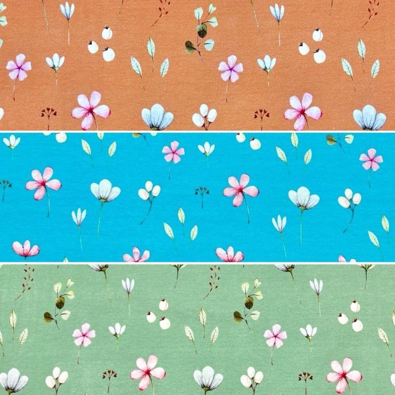 Scattered Flowers Cotton Jersey Fabric