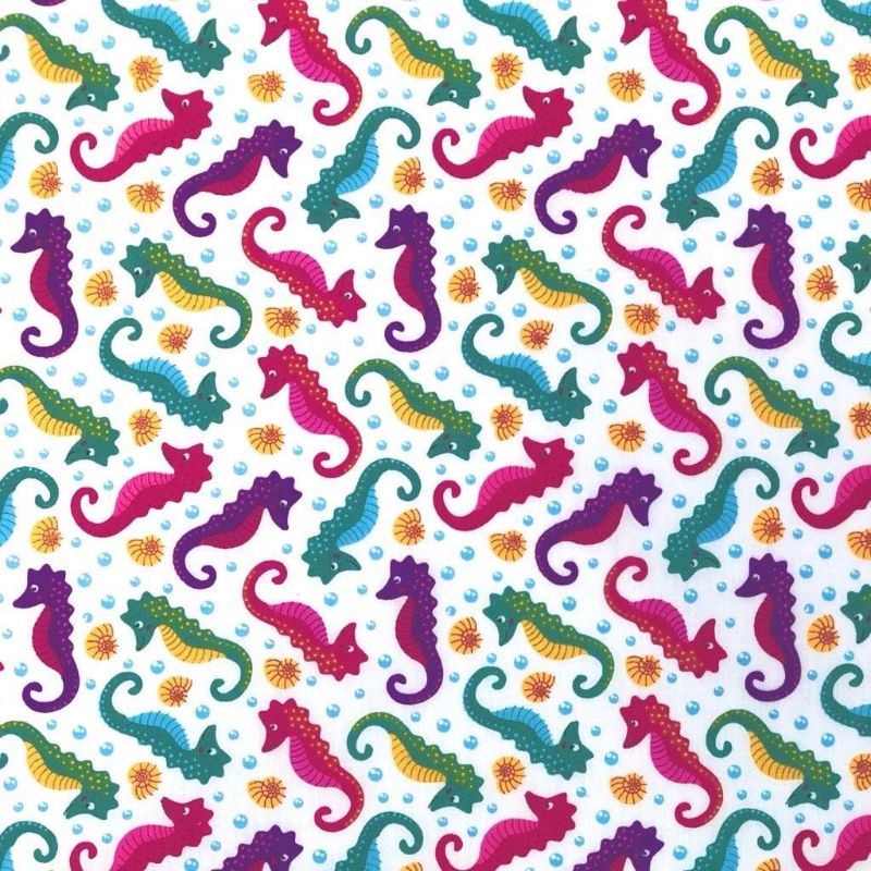 Seahorses Polycotton Fabric